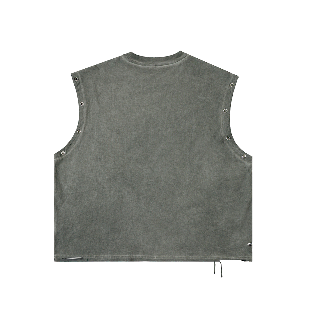 Distressed Grommet Eyelet Americana Tank Top