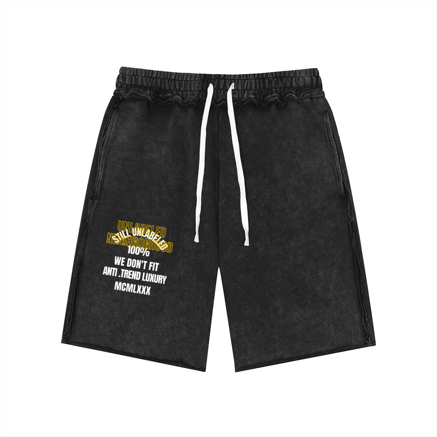 Unisex Mineral Wash Raw Edge Logo Shorts