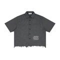 Unisex Distressed Plaid Boxy Shirt