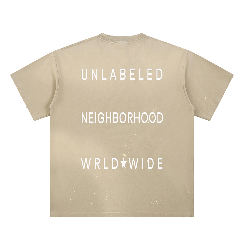 Hand-Frayed Sunfade UNW Paint Splatter T-Shirt