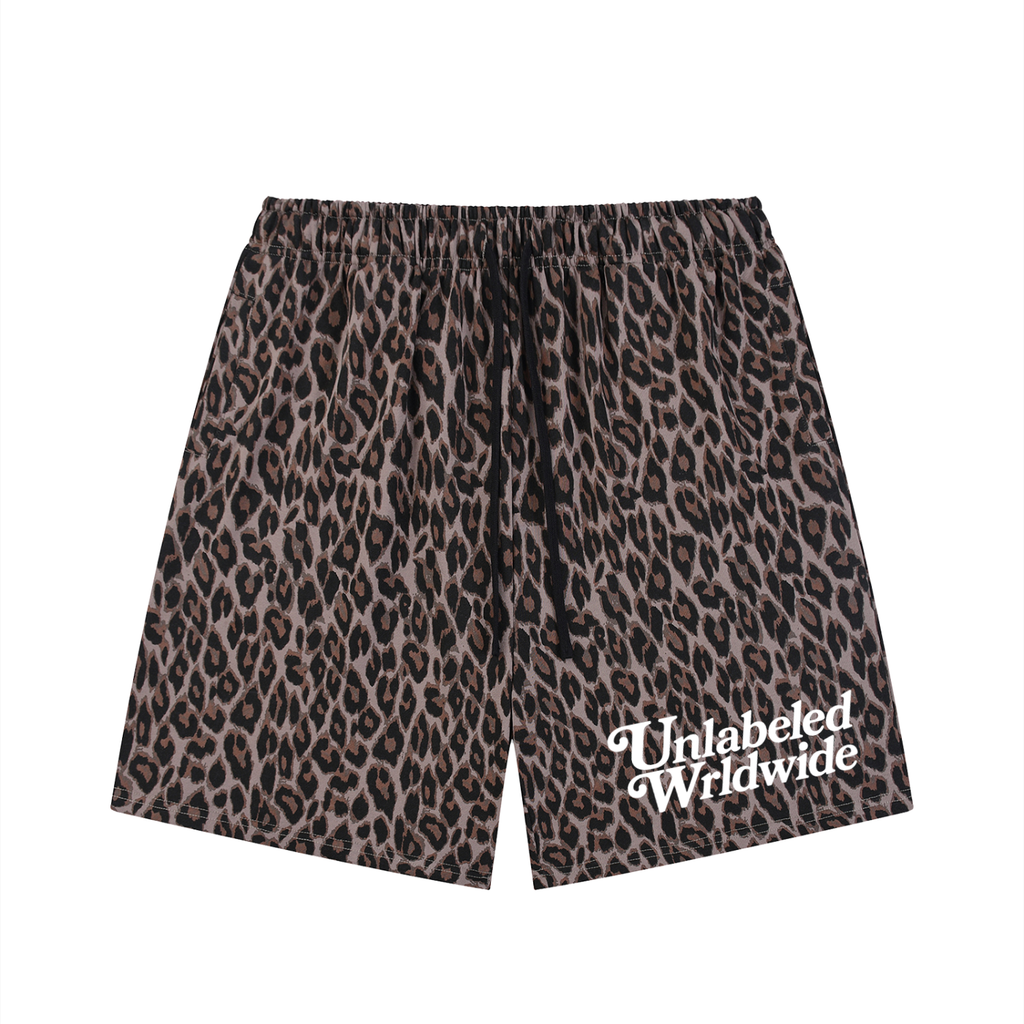 Unisex Heavyweight Leopard Logo Drawstring Shorts
