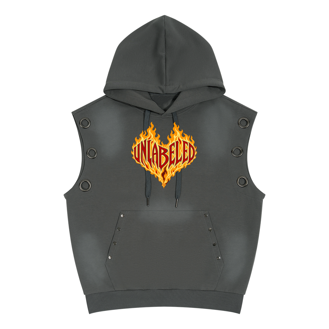 Unisex Vintage Wash Sun Fade Sleeveless Hoodie