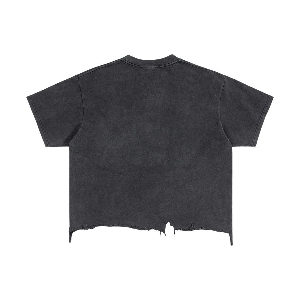 Vintage Wash Boxy Distressed Hem Graphic T-Shirt