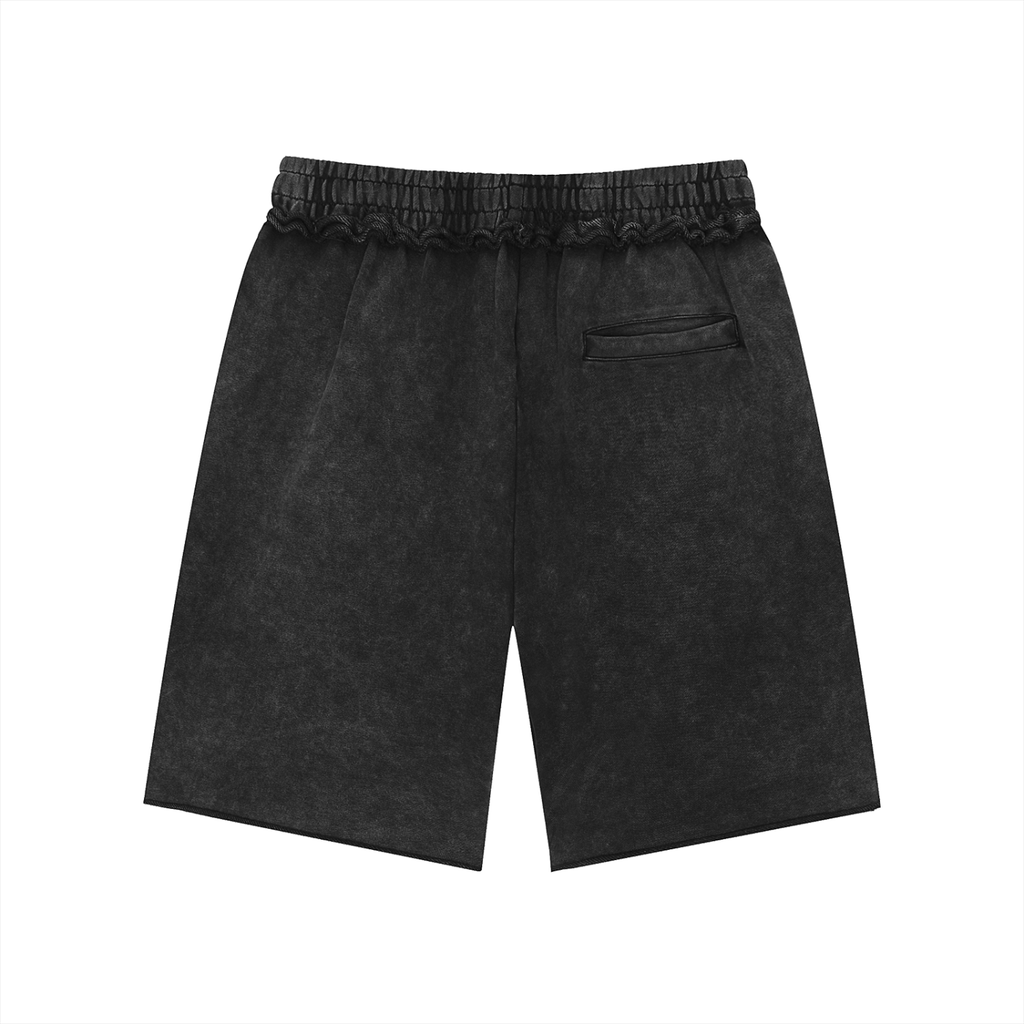 Unisex Mineral Wash Raw Edge Logo Shorts