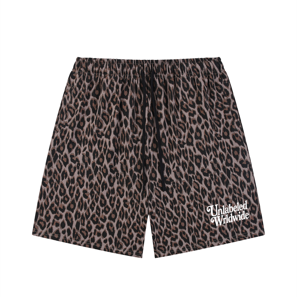 Unisex Heavyweight Leopard Logo Drawstring Shorts