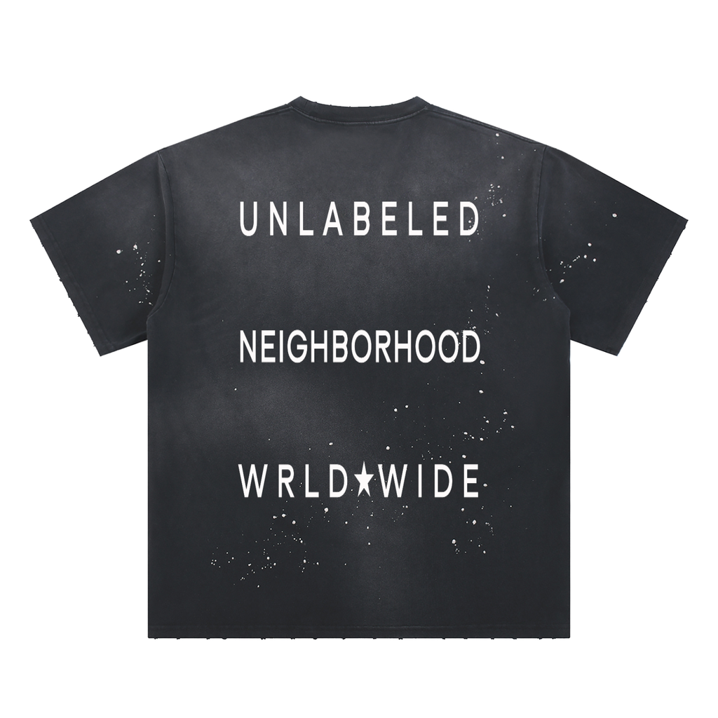 Hand-Frayed Sunfade UNW Paint Splatter T-Shirt
