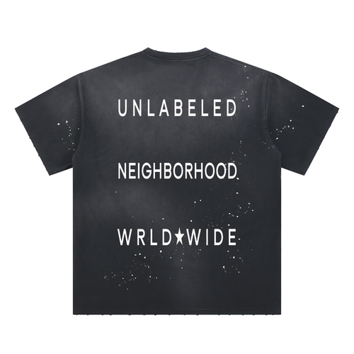 Hand-Frayed Sunfade UNW Paint Splatter T-Shirt