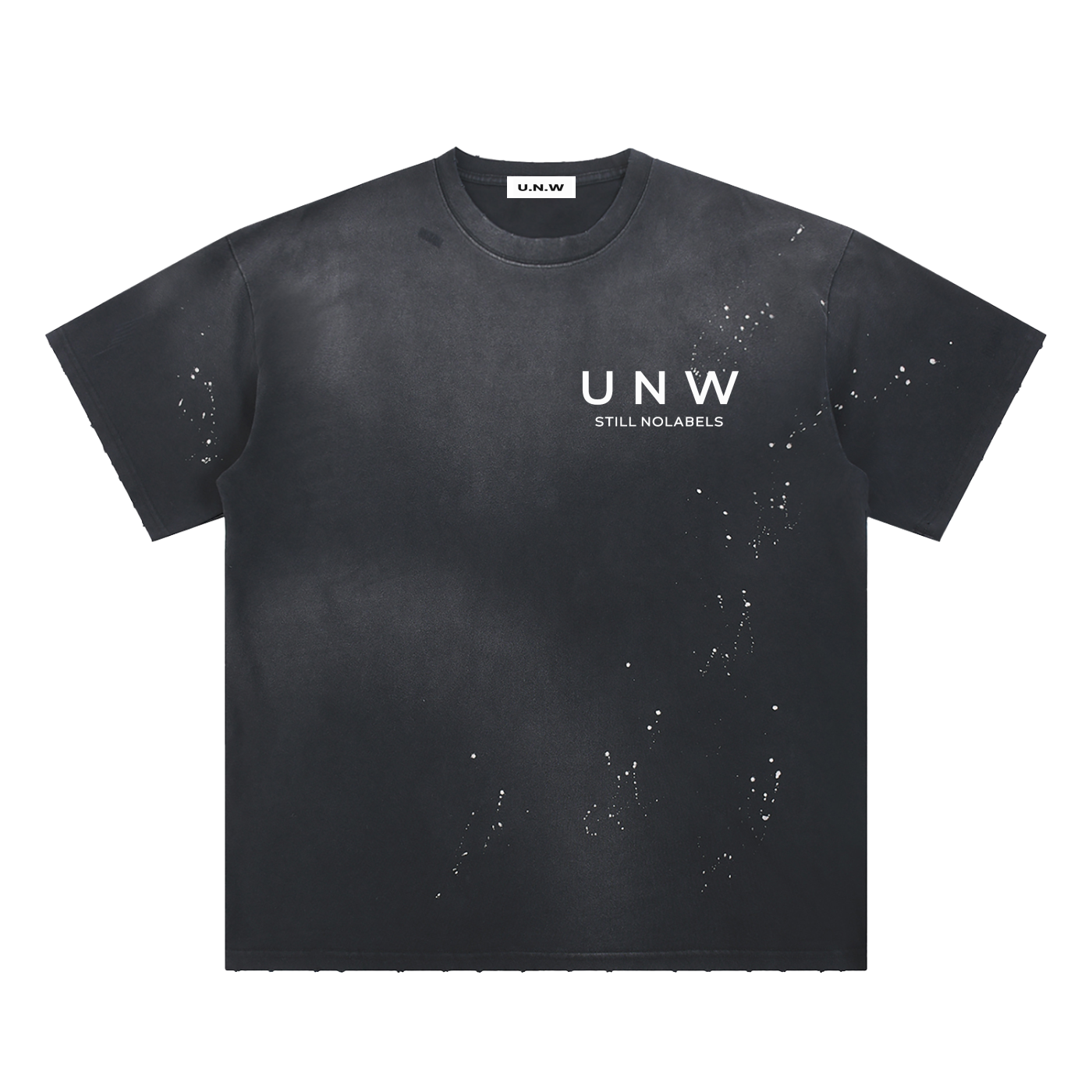 Hand-Frayed Sunfade UNW Paint Splatter T-Shirt