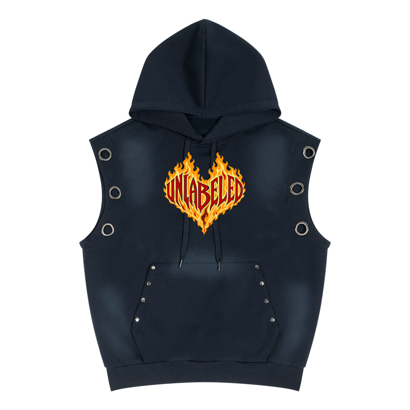 Unisex Vintage Wash Sun Fade Sleeveless Hoodie