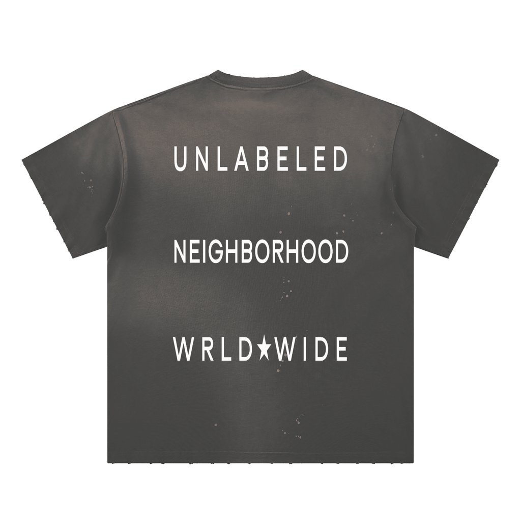 Hand-Frayed Sunfade UNW Paint Splatter T-Shirt