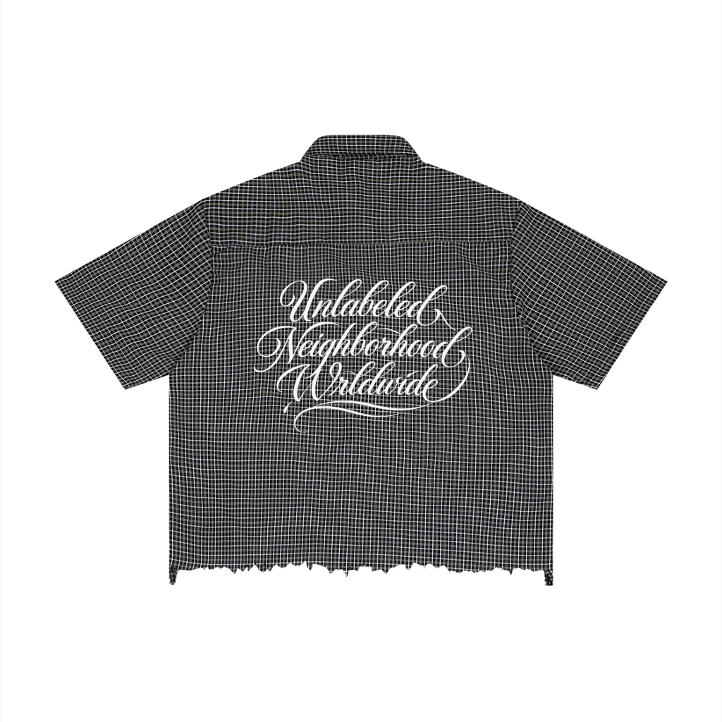 Unisex Distressed Plaid Boxy Shirt