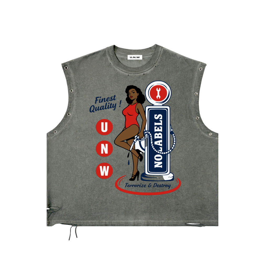 Distressed Grommet Eyelet Americana Tank Top
