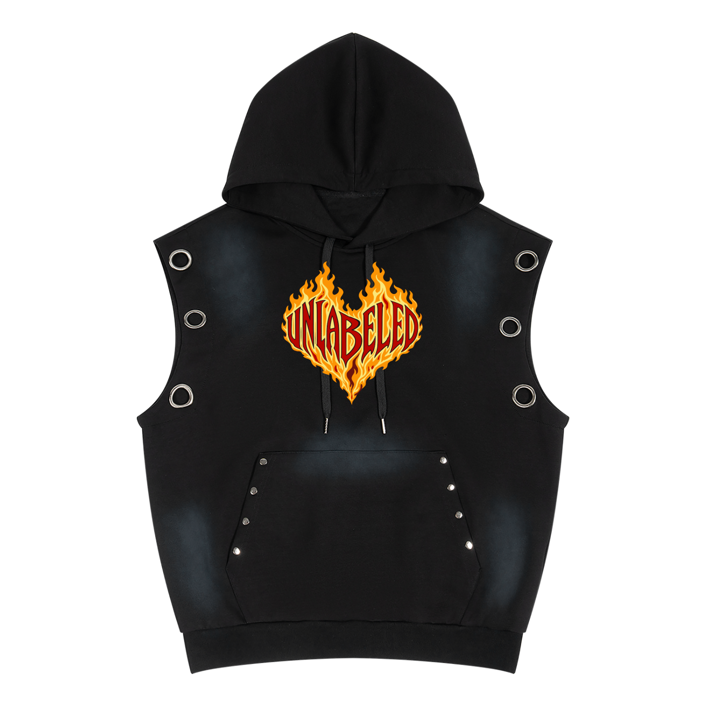 Unisex Vintage Wash Sun Fade Sleeveless Hoodie